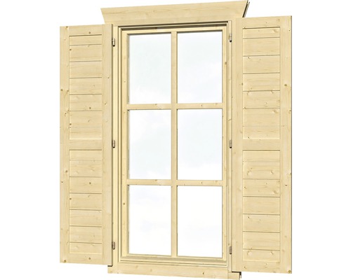 Fensterläden SKAN HOLZ Einzelfenster 28/45 mm groß, natur Holzfenster mit Fensterläden