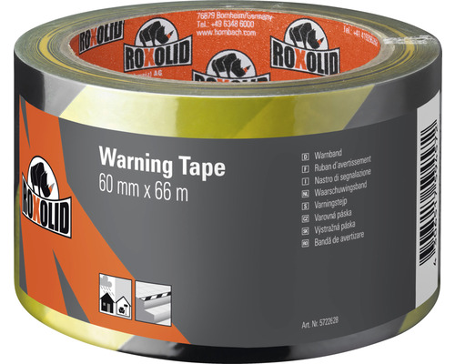 ROXOLID Warning Tape Warnband schwarz/gelb 60 mm x 66 m Roxolid Warnband, 60 mm x 66 m