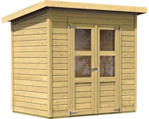 Holzgartenhaus mit Doppeltür und Flachdach