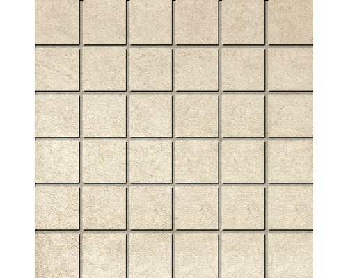 Feinsteinzeugmosaik Oasis Ivory 30,0x30,0 cm beige Quadratische Mosaikfliesen für Wand und Boden