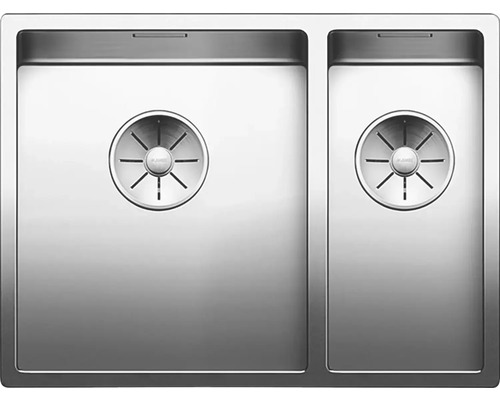 Spüle mit zwei Becken aus Edelstahl