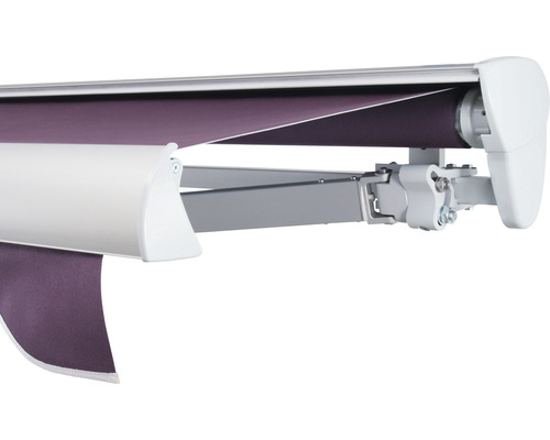 SOLUNA Halbkassettenmarkise Classic 4x1,5 Stoff Dessin 7554 Gestell E6EV1 silber eloxiert Antrieb rechts inkl. Motor, Wandschalter