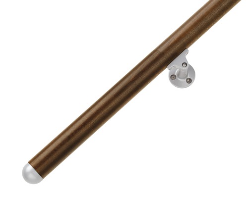 Holzhandlauf mit Halterung und Abschlusskappe