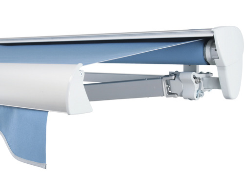 SOLUNA Halbkassettenmarkise Classic 4x2,5 Stoff Dessin 8204 Gestell E6EV1 silber eloxiert Antrieb rechts inkl. Motor, Wandschalter