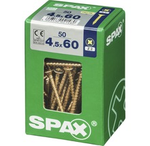 Spax Universalschraube Kreuzschlitz PZ 2, Senkkopf, Holz-Vollgewinde, 4,5x60 mm, 50 Stück