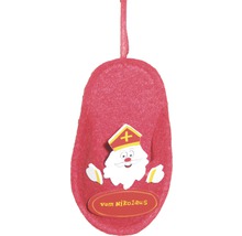 Nikolaus-Stiefel aus Filz mit Nikolaus-Motiv und Aufhängeschlaufe