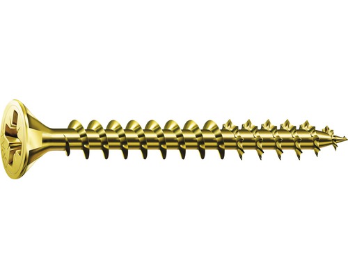 Goldfarbene Holzschraube mit Kreuzschlitz