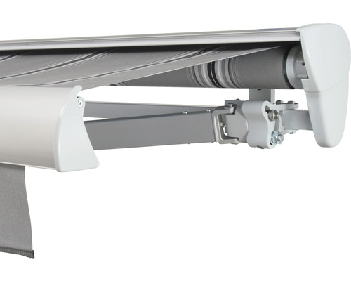 SOLUNA Halbkassettenmarkise Classic 5,5x3 Stoff Dessin A131 Gestell E6EV1 silber eloxiert Antrieb rechts inkl. Motor, Wandschalter-0