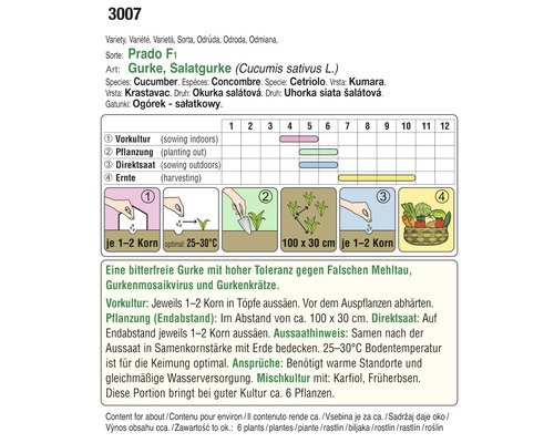 Informationen zur Salatgurke Prado F1 mit Anbauhinweisen