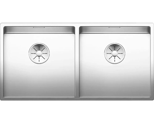 Spüle mit zwei Becken aus Edelstahl