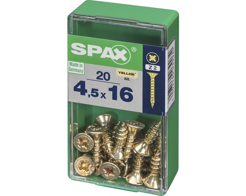 Spax Universalschrauben im grünen Behälter, Größe 4,5x16 mm, 20 Stück