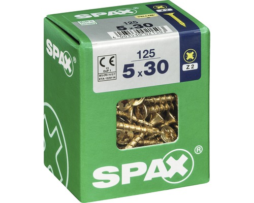 Packung gelbe Spax Schrauben 5 x 30 Millimeter