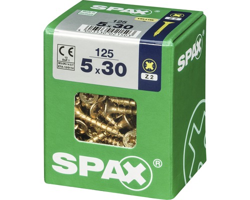 Schrauben 5x30 Millimeter, 125 Stück, im grünen Karton von Spax