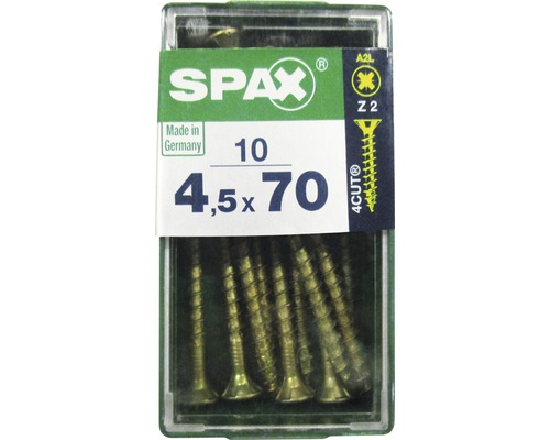 Spax Universalschraube Kreuzschlitz PZ 2, Senkkopf, Holz-Vollgewinde, 4,5x70 mm, 10 Stück Spax Universalschraube Kreuzschlitz PZ 2, Senkkopf, Holz-Vollgewinde, 4,5x70 mm, 10 Stück