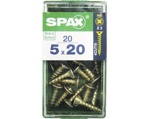 Spax Universalschraube Kreuzschlitz PZ 2, Senkkopf, Holz-Vollgewinde, 5x20 mm, 20 Stück Spax Universalschraube Kreuzschlitz PZ 2, Senkkopf, Holz-Vollgewinde, 5x20 mm, 20 Stück