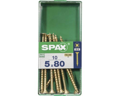 Spax Universalschraube Kreuzschlitz PZ 2, Senkkopf, Holz-Vollgewinde, 5x80 mm, 10 Stück Spax Universalschraube Kreuzschlitz PZ 2, Senkkopf, Holz-Vollgewinde, 5x80 mm, 10 Stück