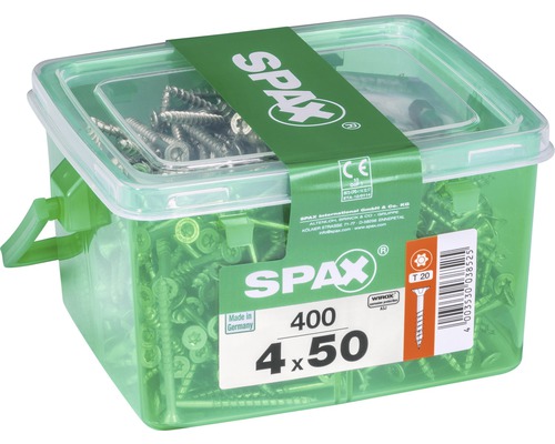Spax Schrauben im Behälter, 4 x 50 mm, 400 Stück