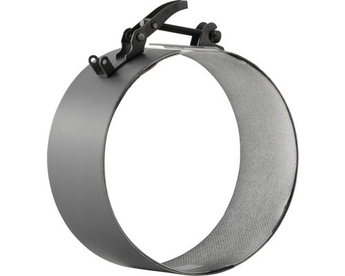 Metallrohrschelle mit textiler Auskleidung und Spannmechanismus