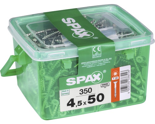 SPAX Universalschrauben im transparenten Behälter, 4,5x50 Millimeter, 350 Stück