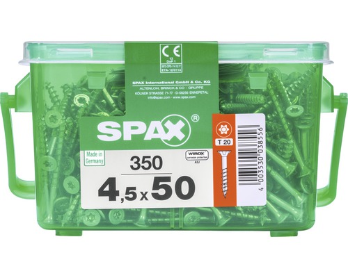 Spax Universalschraube Senkkopf Stahl gehärtet T 20, Holz-Teilgewinde 4,5x50 mm, 350 Stück-0