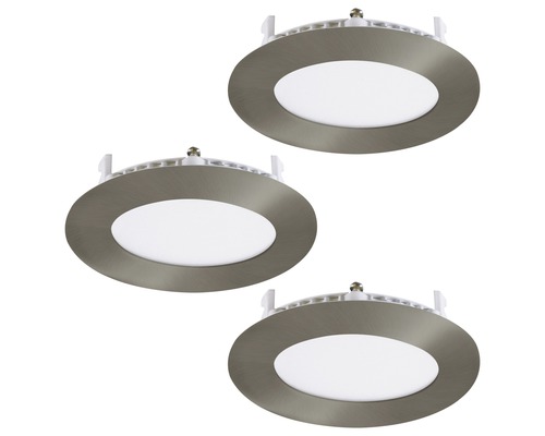 LED Einbauleuchte Eglo FUEVA 2,7 W 3-flammig Ø 8,5 cm nickel-matt IP 20 3 Stück ( 34013 )