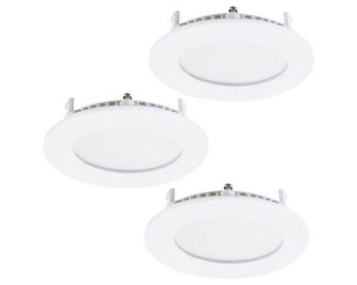 LED Einbauleuchte Eglo FUEVA 2,7 W 3-flammig Ø 8,5 cm weiß IP 20 3 Stück ( 34014 ) Drei runde, weiße LED Einbaustrahler