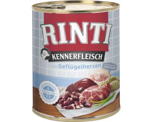 Hundefutter nass RINTI Geflügelherzen pur 800 g-0