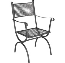 Gartensessel aus Metall mit Armlehnen und Gittermuster