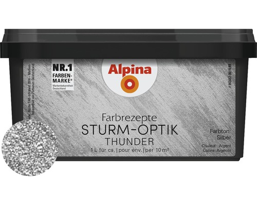 Alpina Effektfarbe Farbrezepte STURM-OPTIK silber 1 l Alpina Effektfarbe Farbrezepte STURM-OPTIK silber 1 l
