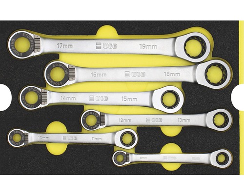 Moduleinlage WGB Doppelring-Ratschenschlüssel, umschaltbar, 268 x 38 x 171 mm