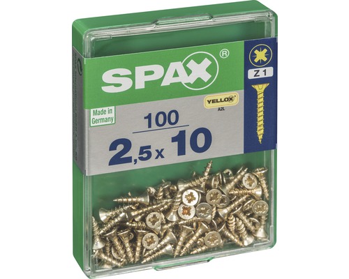 Schrauben der Größe 2,5x10 in durchsichtiger Verpackung