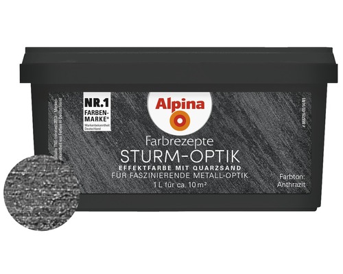 Alpina Effektfarbe Farbrezepte STURM-OPTIK anthrazit 1 l Alpina Effektfarbe Farbrezepte STURM-OPTIK anthrazit 1 l
