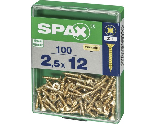 Spax Schrauben 2,5 x 12 Millimeter, 100 Stück in transparenter Verpackung