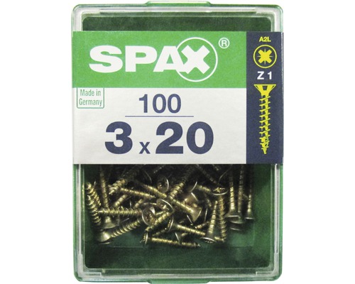 Spax Universalschraube Kreuzschlitz PZ 1, Senkkopf, Holz-Vollgewinde, 3x20 mm, 100 Stück Spax Universalschraube Kreuzschlitz PZ 1, Senkkopf, Holz-Vollgewinde, 3x20 mm, 100 Stück