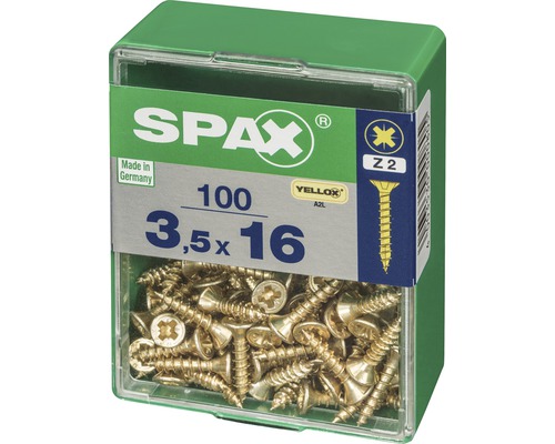 Spax Universalschrauben, 3,5 x 16 mm, 100 Stück in transparenter Box