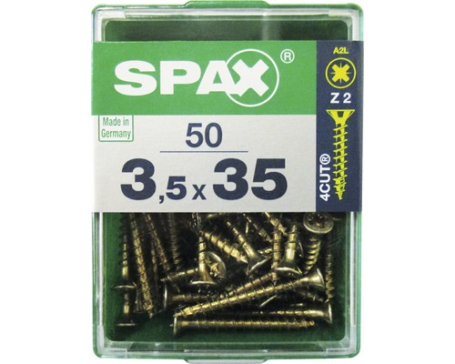 Spax Universalschraube Kreuzschlitz PZ 2, Senkkopf, Holz-Vollgewinde, 3,5x35 mm, 50 Stück Spax Universalschraube Kreuzschlitz PZ 2, Senkkopf, Holz-Vollgewinde, 3,5x35 mm, 50 Stück
