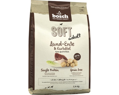 Bosch Soft Adult Landente und Kartoffel Hundefutter in einer 2,5 Kilogramm Packung