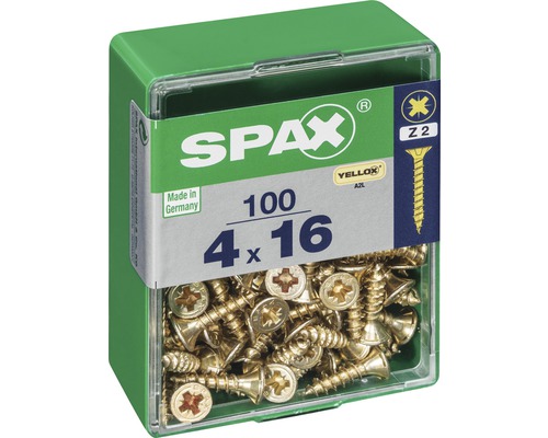 Schachtschrauben 4 x 16 mm, 100 Stück in grüner Verpackung