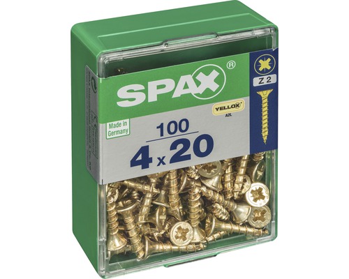 Spax Schrauben, 4x20 mm, 100 Stück in Kunststoffverpackung