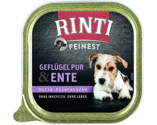 Rinti Feinst Hundefutter Geflügel pur und Ente, helle Filetstücke