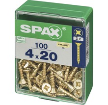 Spax Universalschraube Kreuzschlitz PZ 2, Senkkopf, Holz-Vollgewinde, 4x20 mm, 100 Stück