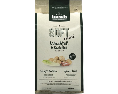 Hundefutter trocken Bosch Soft Mini Wachtel & Kartoffel 1 kg Bosch Soft Mini Wachtel und Kartoffel Hundefutter 1 Kilogramm