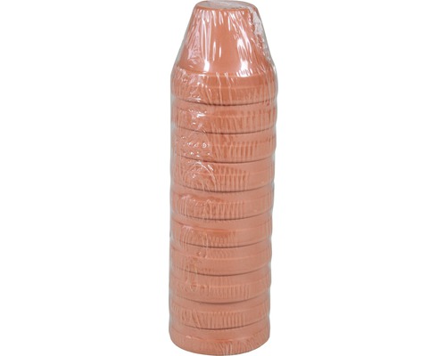 Pflanztopf Spang Ton Ø 3,5 H cm terracotta 10 Stk Stapel Terrakotta-Blumentopfuntersetzer in Folie verpackt
