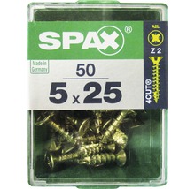 Spax Universalschraube Kreuzschlitz PZ 2, Senkkopf, Holz-Vollgewinde, 5x25 mm, 50 Stück