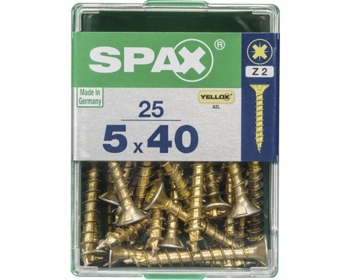 Spax Universalschraube Kreuzschlitz PZ 2, Senkkopf, Holz-Vollgewinde, 5x40 mm, 25 Stück Spax Universalschraube Kreuzschlitz PZ 2, Senkkopf, Holz-Vollgewinde, 5x40 mm, 25 Stück