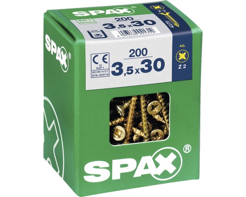 Spax Universalschraube Kreuzschlitz PZ 2, Senkkopf, Holz-Vollgewinde, 3,5x30 mm, 200 Stück Spax Universalschraube Kreuzschlitz PZ 2, Senkkopf, Holz-Vollgewinde, 3,5x30 mm, 200 Stück