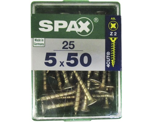 Spax Universalschraube Kreuzschlitz PZ 2, Senkkopf, Holz-Vollgewinde, 5x50 mm, 25 Stück Spax Universalschraube Kreuzschlitz PZ 2, Senkkopf, Holz-Vollgewinde, 5x50 mm, 25 Stück