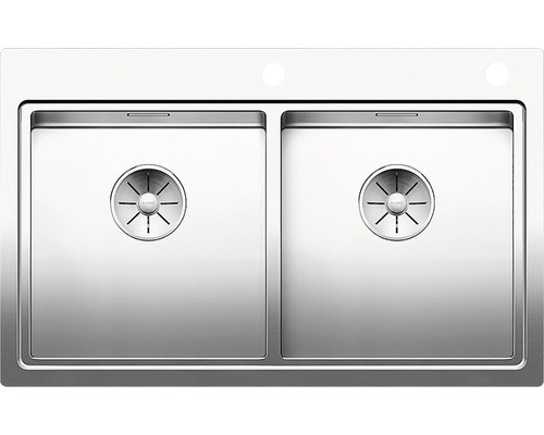 Spüle mit zwei Becken aus Edelstahl