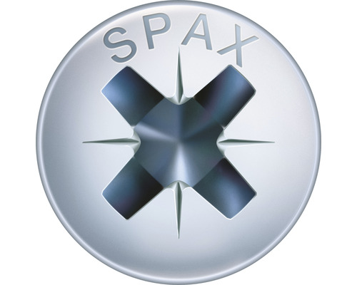 Spax Universalschraube Kreuzschlitz PZ 2, Halbrundkopf, 4,5x40 mm, 100 Stück Detailansicht Schraubenkopf mit Spax-Kreuzschlitz