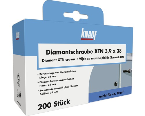 Packung Knauf Diamantschraube XTN 3,9 x 38 für Hartgipsplatten, 200 Stück